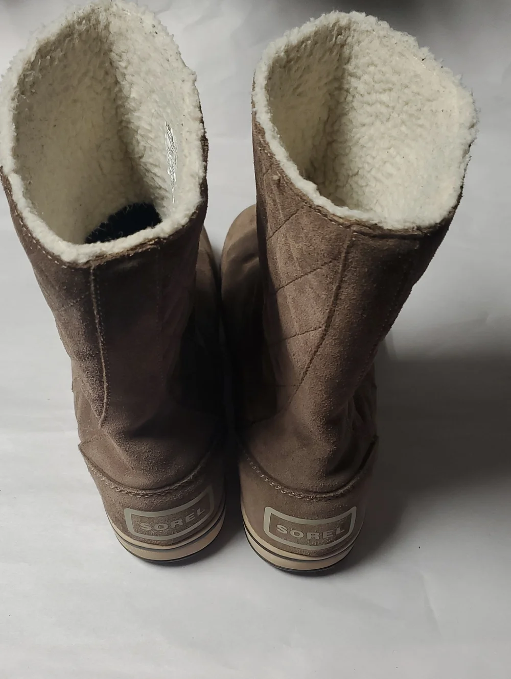Sorel Women's Glacy Taupe Suede Waterproof Fleece-Lined Mid-Calf Boots Size 9
